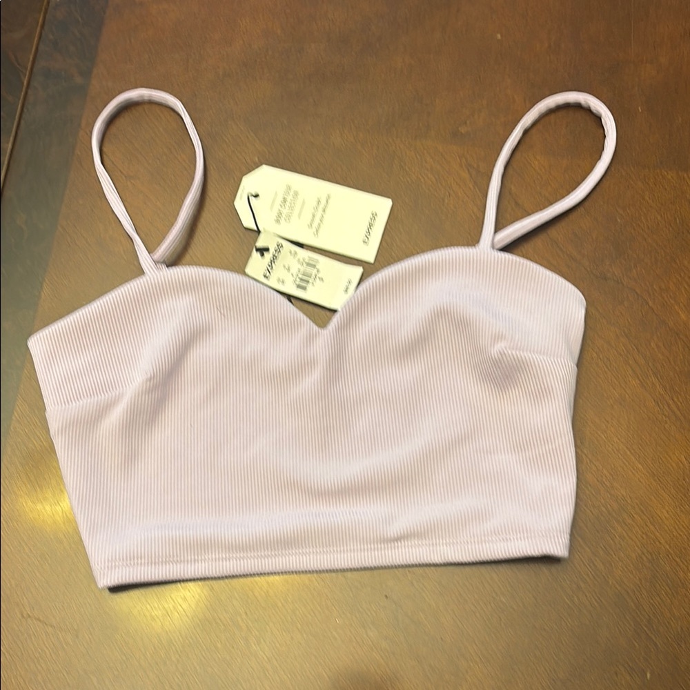 Express Light Pink Ribbed Bralette